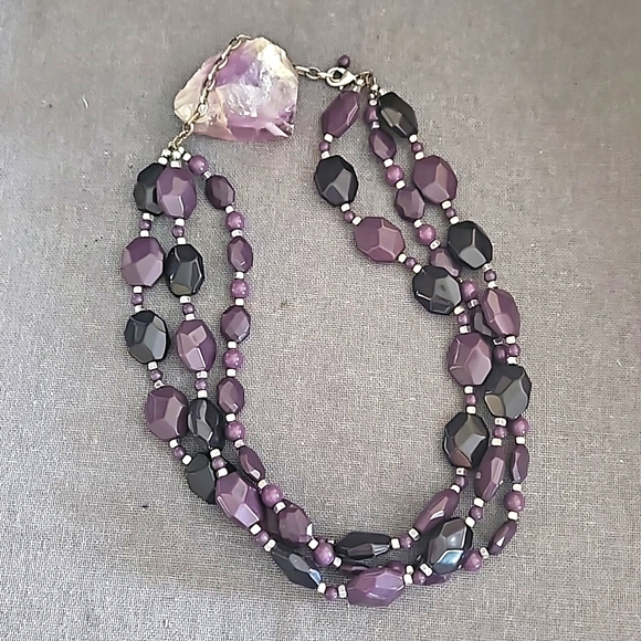 Premier Designs Grapevine multi strand necklace purple matte silver adjustable - Picture 2 of 6